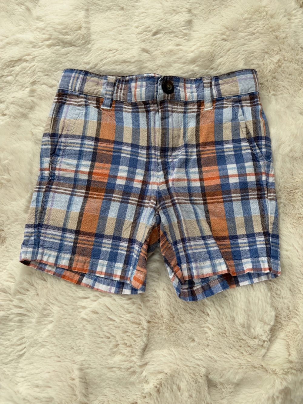Janie and Jack Blue, Brown & Orange Plaid Shorts